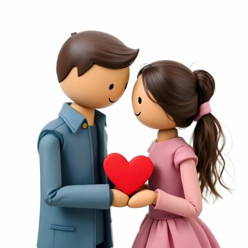 "Cute Couple Holding Heart: Love and Affection"

