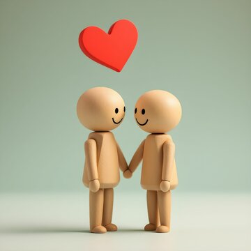 "Cute Couple Holding Heart: Love and Affection"


