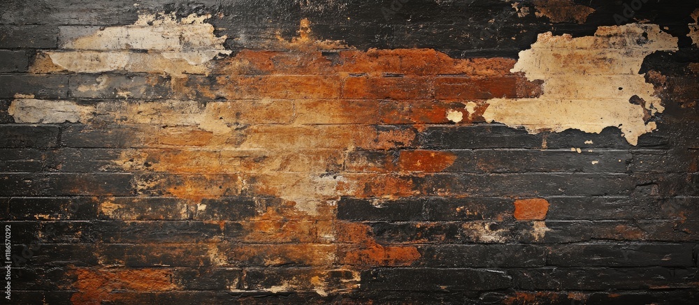 Poster vintage weathered brick wall with rustic peeling paint texture perfect for retro design projects and