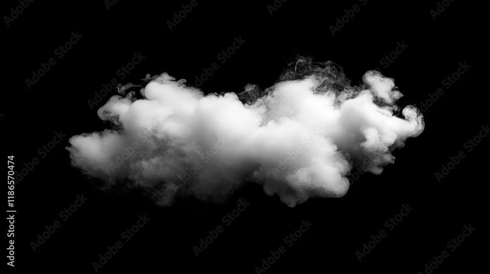 Poster White swirling smoke cloud on a dark background creating a dramatic and mysterious atmosphere suitable for various creative projects