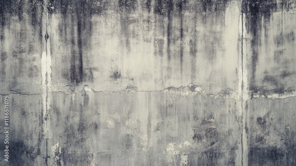 Poster textured vintage grey wall surface with weathered paint and stains creating an industrial aesthetic 