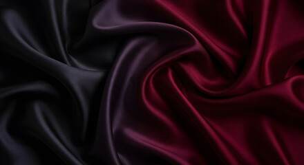 Fototapeta premium A vibrant blend of red and purple fabric contrasts beautifully against a deep dark background, creating visual interest.