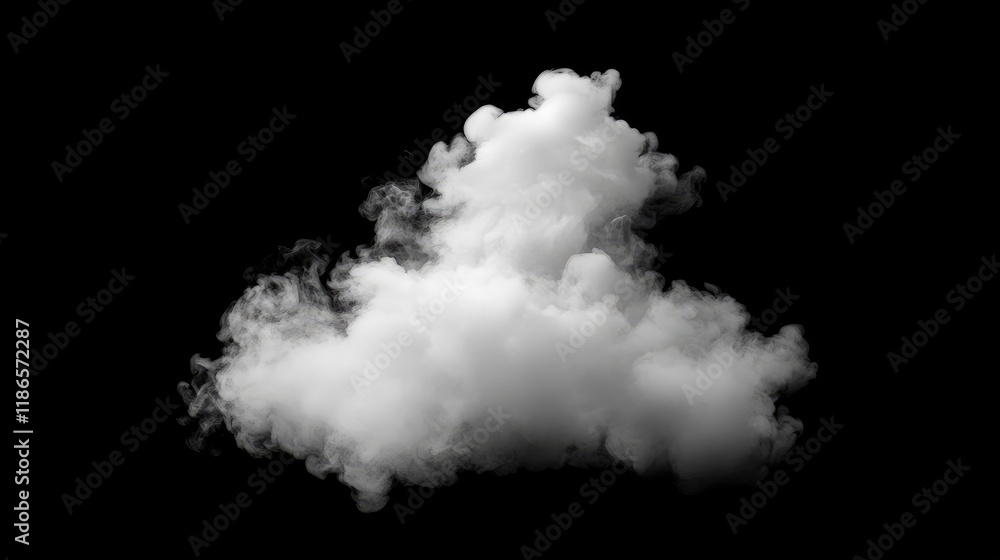 Poster White smoke swirling and dissipating gracefully against a solid black backdrop creating a dramatic visual effect for design projects.