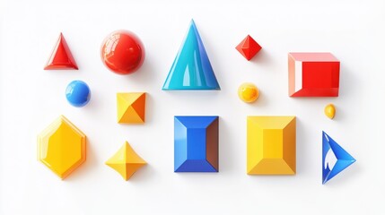Colorful 3D Geometric Charts on White Background
