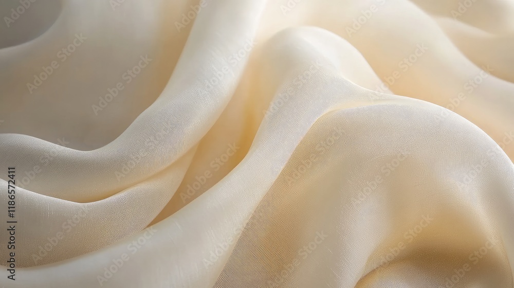 Aufkleber Elegant White Silk Fabric Texture with Flowing Waves and Soft Folds for Abstract Background Design and Textile Concepts