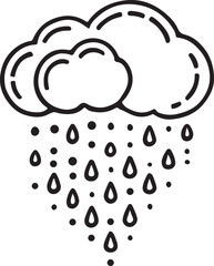 A dramatic silhouette vector design of a raincloud, symbolizing weather, rain, and atmosphere, ideal for stormy or nature-themed projects.