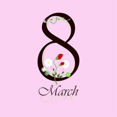 Postcard for Women's Day. March 8. Spring holiday. Card for March 8th.