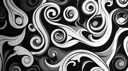 Fototapeta premium Abstract grayscale swirls and spirals pattern background. (1)