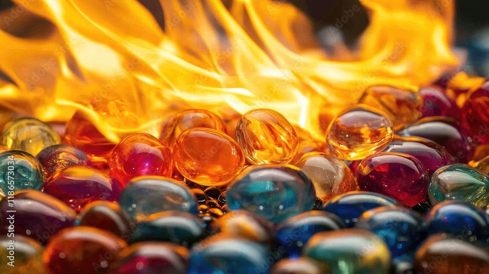 Aufkleber multicolored fire glass with flames creating a vibrant and dynamic background for decorative use
