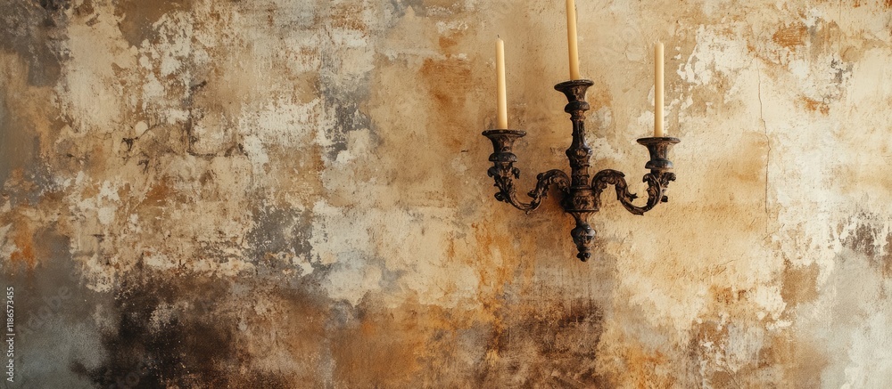Poster rustic wall decor featuring a vintage candlestick that adds charm and warmth to an interior space wi