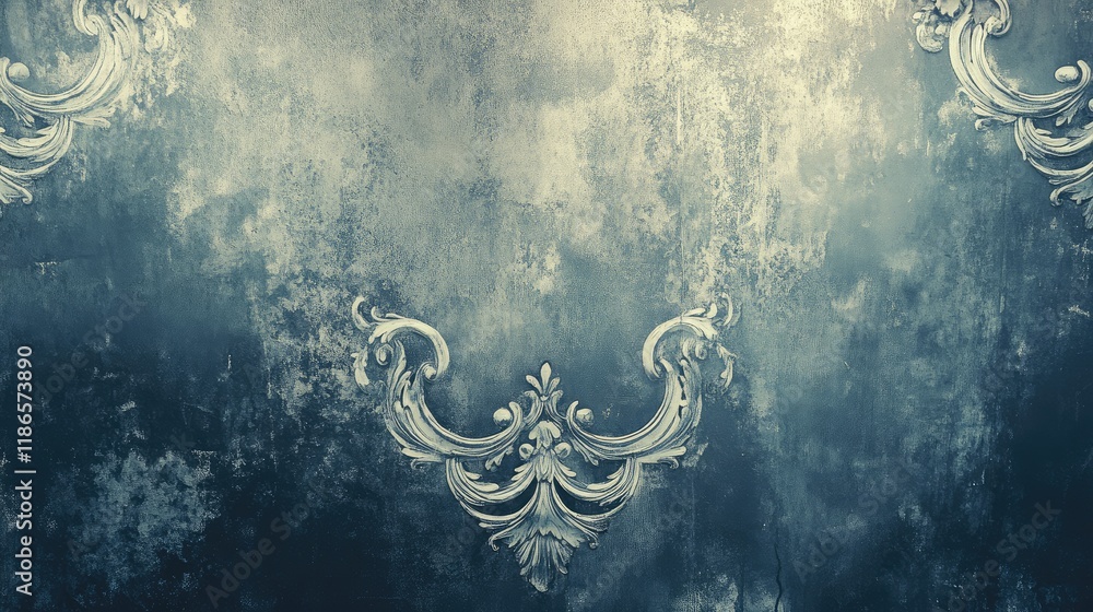 Poster antique textured metal wall with intricate decorative patterns for artistic background use