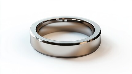Polished titanium wedding band with a smooth finish showcasing modern design against a clean white background