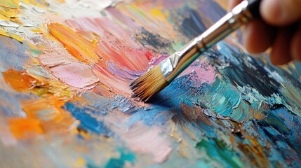 Obraz premium Dynamic Abstract Oil Painting with Rich Colors and Expressive Brush Techniques