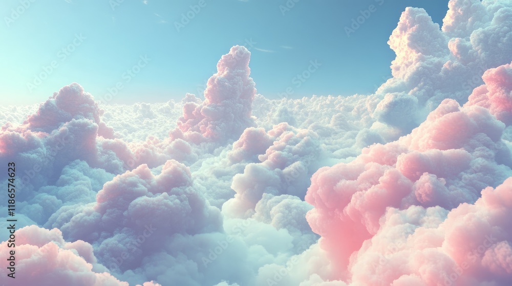 Poster pastel clouds against a serene sky creating a dreamy and calming atmosphere perfect for nature-inspi