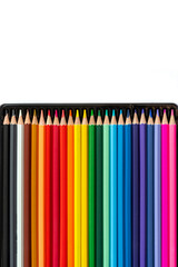 Colourful pencils background. Colourful banner with pencils set. White background