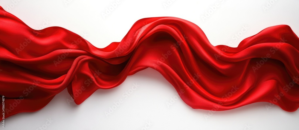 Poster elegant flowing red curtain against a stark white background ideal for theater presentations or enha