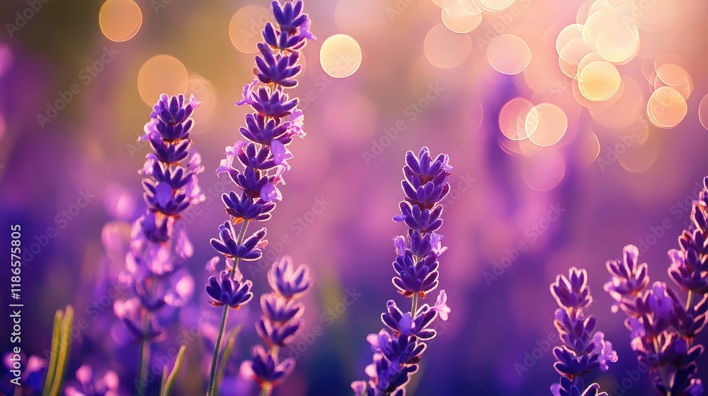 Aufkleber Lavender bokeh texture background with soft violet hues and natural blurred lights creating a serene floral atmosphere