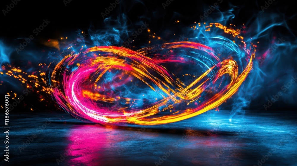 Poster abstract neon light rays in a dynamic speed burst