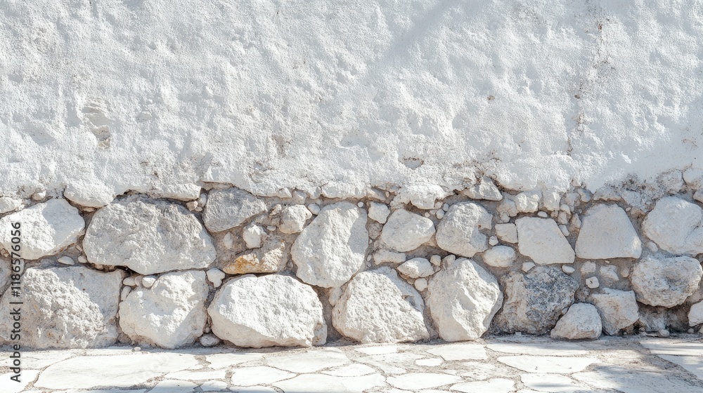 Aufkleber White stone wall with textured surface and empty space for customizable text or message suitable for backgrounds and banners