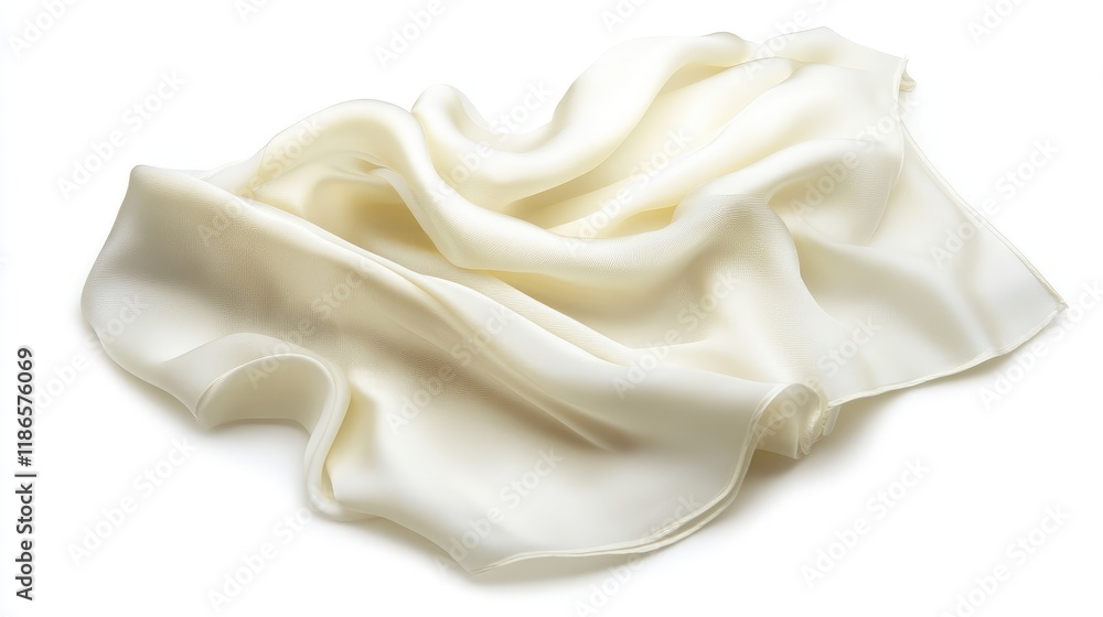 Poster elegant white silk fabric draped organically on a pristine white background showcasing texture and s