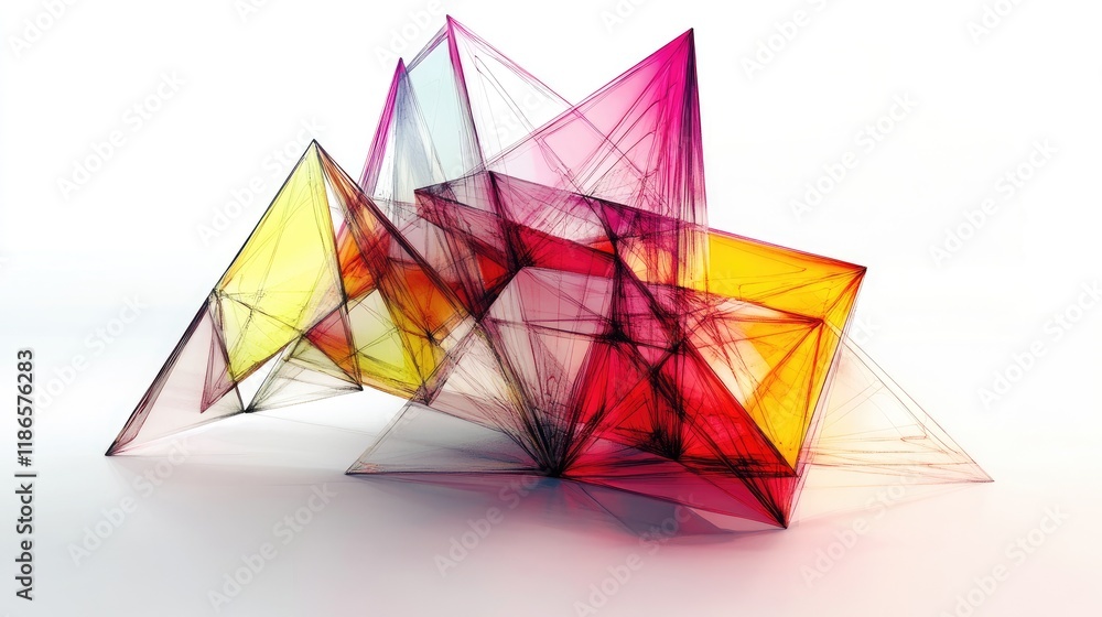 Poster Abstract Geometric Shapes in Vibrant Colors Representing the Fusion of Art and Technology in Modern Design