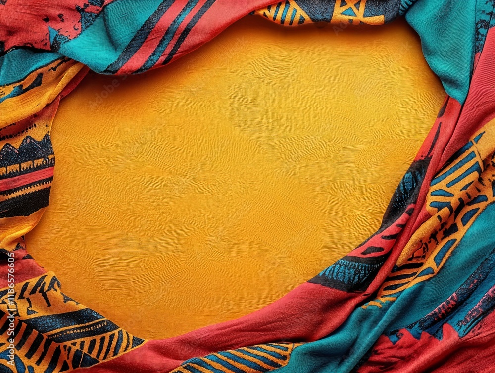 Aufkleber dynamic abstract background colorful folded fabrics in a circular composition with vibrant orange, r
