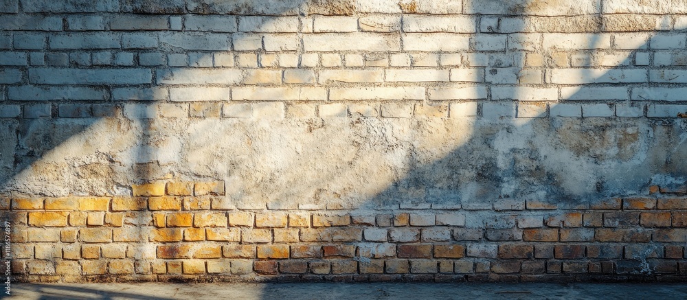 Poster vintage brick wall featuring empty spaces ideal for creative concepts and product displays with soft