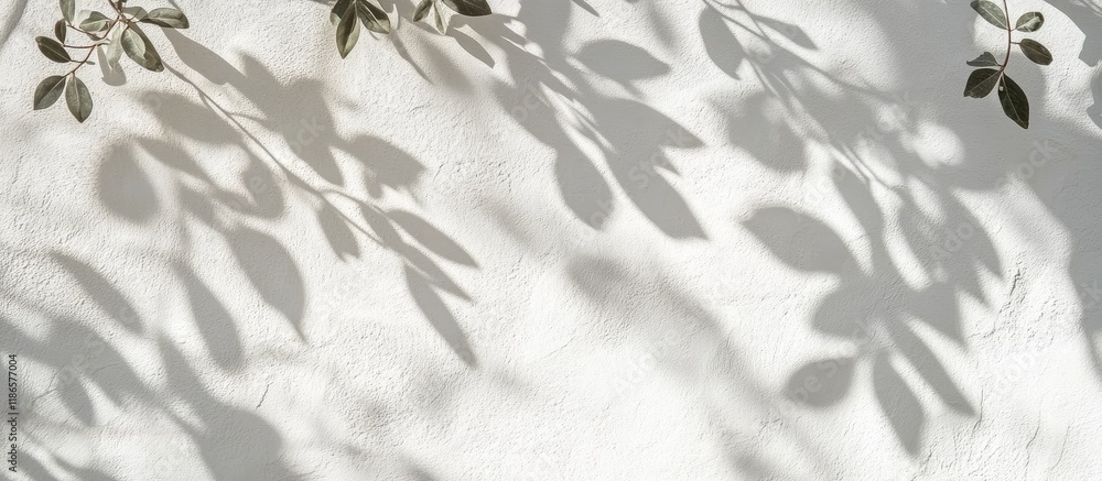 Poster intricate shadow patterns on a white wall from sunlight creating a minimalist backdrop ideal for pho
