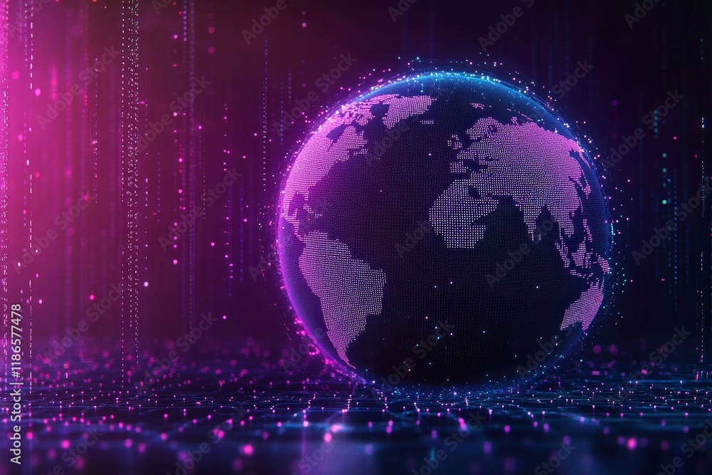 Aufkleber stunning digital globe with futuristic neon patterns on a dark background for technology and innovat