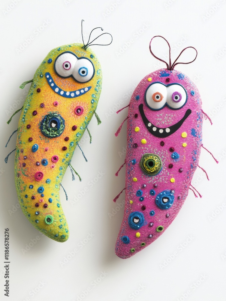 Aufkleber Bright and cheerful microbes with eyes and smiles bring joy to any space in vibrant colors and playful designs. Generative AI