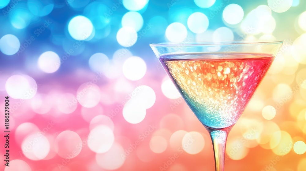 Aufkleber brightly colored bokeh background with a glass of wine creating a vibrant and inviting atmosphere fo