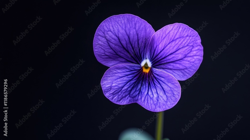 Poster vibrant violet flower macro shot against a dark background showcasing intricate petal details in a s