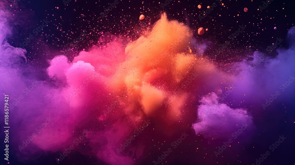 Aufkleber colorful abstract explosion of vibrant smoke and particles creating a mesmerizing background in shad
