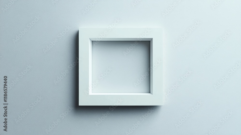 Poster Minimalist White Square Photo Frame Isolated on Soft Light Grey Background for Creative Display or Art Showcase