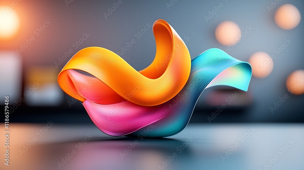 Aufkleber mesmerizing iridescent wavy abstract background design with a holographic futuristic feel glowing lu