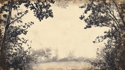 Vintage forest backdrop with nature elements creating a serene springtime atmosphere ideal for artistic and creative projects
