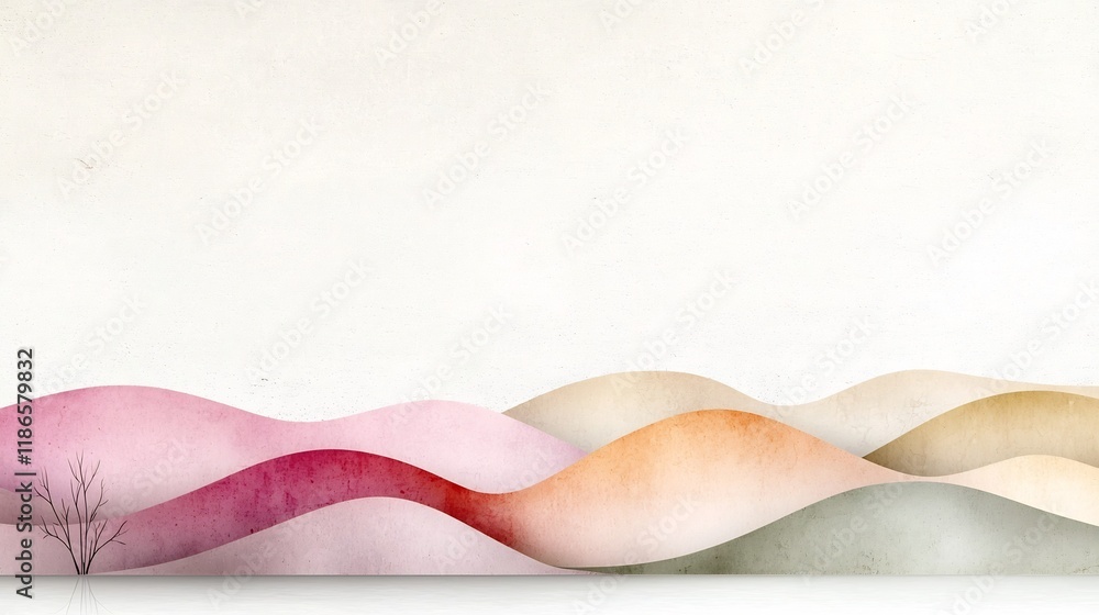 Poster soothing pastel gradient landscape with textured minimalist background a calming and inviting atmosp