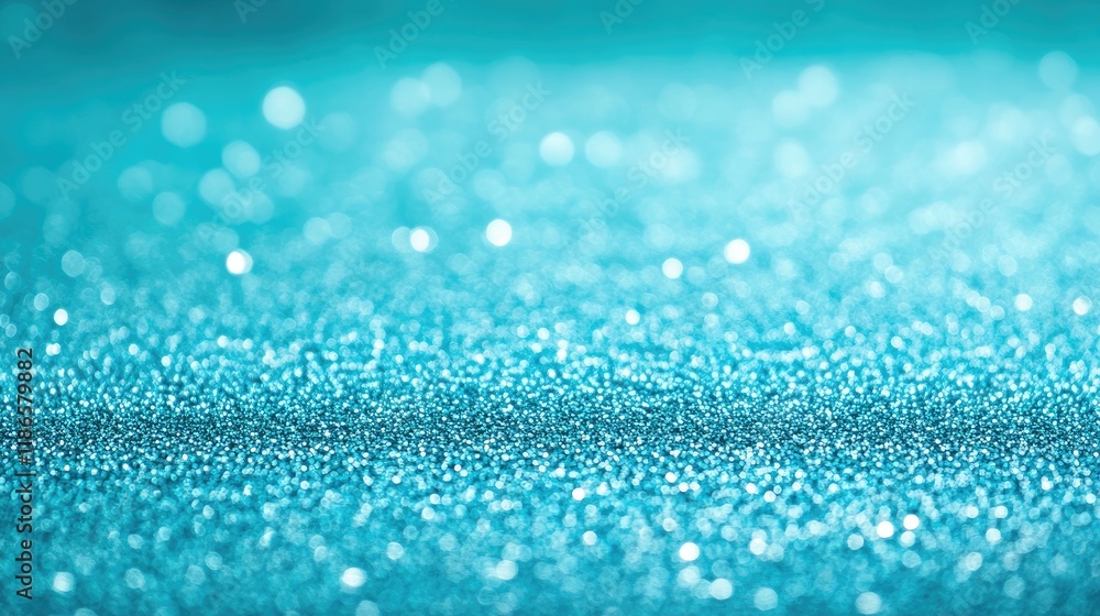 Poster turquoise sparkle texture background with bokeh effect illuminated by vibrant neon colors for creati