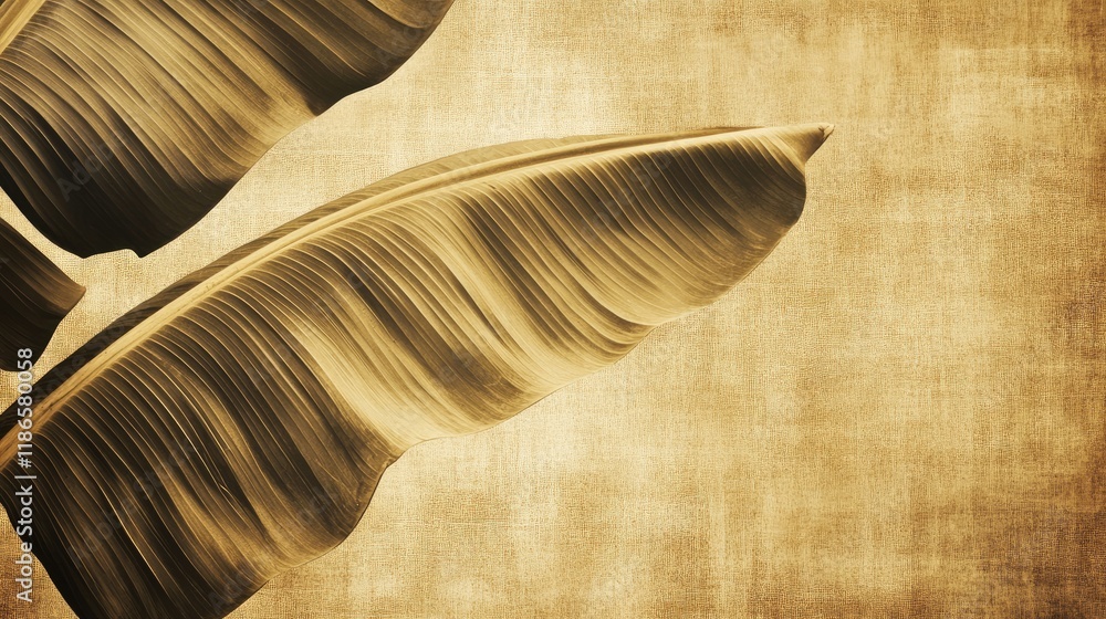 Poster vintage sepia-toned banana leaf background texture ideal for design and print applications