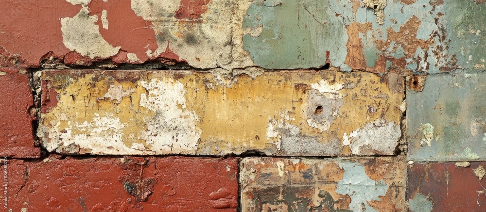 Poster Weathered red brick wall with rustic textures and vibrant colors ideal for backgrounds and architectural design projects