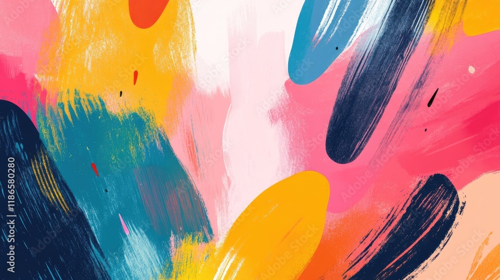 Poster vibrant abstract background featuring bold colorful paint strokes creating an energetic and artistic