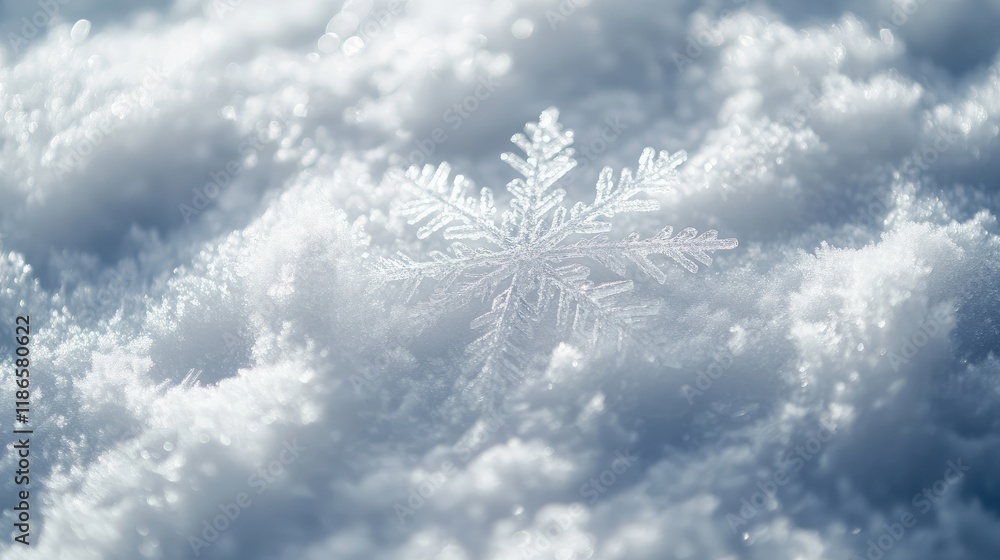 Poster delicate winter scene featuring snowflakes and soft snow patterns creating a serene and tranquil sno