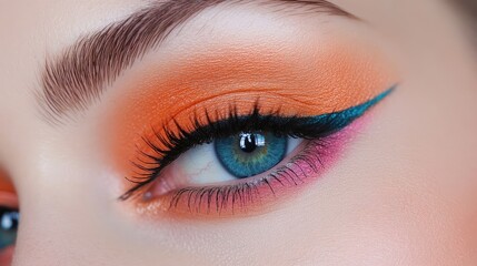 Fototapeta premium Colorful Eye Makeup Using Bold Hues and Creative Techniques for Vibrant Cosmetic Looks