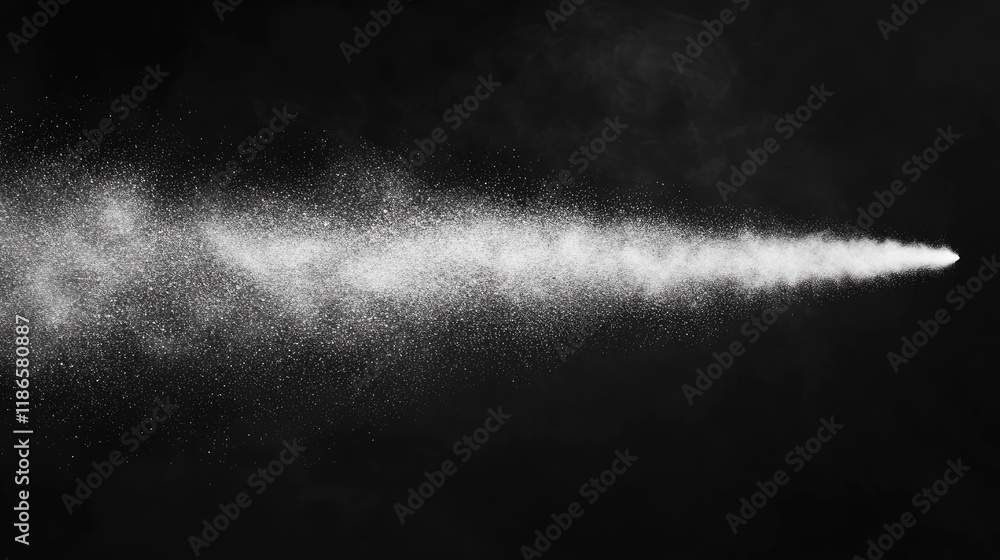 Poster White Spray or Mist on Black Background with Soft Texture and Copy Space for Creative Design and Advertising Purposes