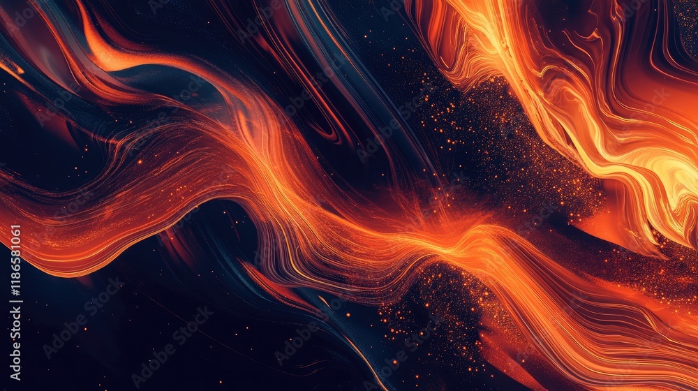 Poster abstract flowing lines in vibrant orange tones creating a dynamic and energetic background suitable 