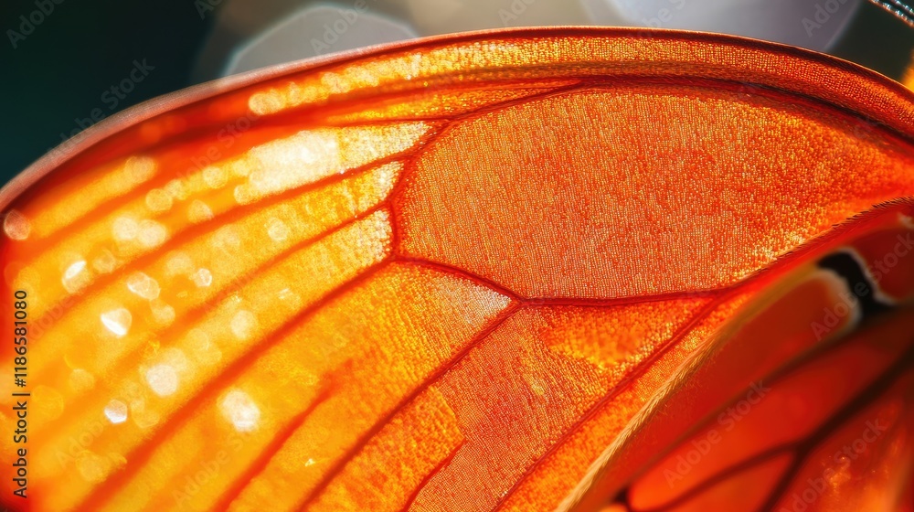 Poster close up of vibrant orange butterfly wings showcasing intricate patterns and textures in natural lig