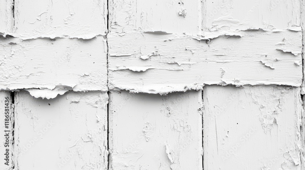Poster weathered white wooden texture with chipped paint for rustic and vintage background use