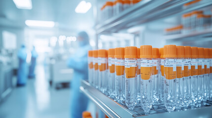 Frozen tubes in the medical storage fridge for ivf