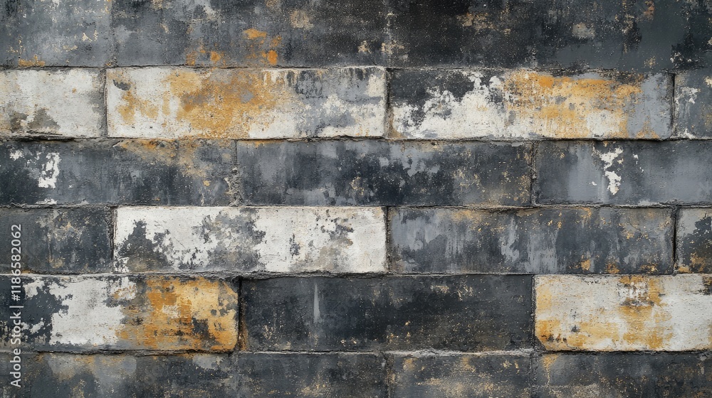 Poster distressed vintage brick wall texture with weathered paint and rustic charm for background or design