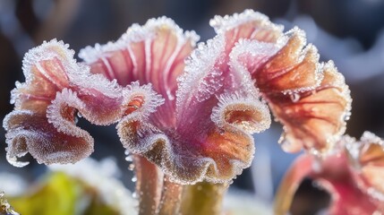 Frosted winter plants showcasing intricate details of nature's beauty in a cold environment
